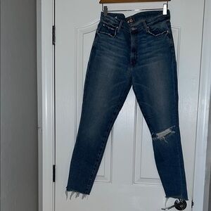 MOTHER Blue Distressed Ankle Jeans